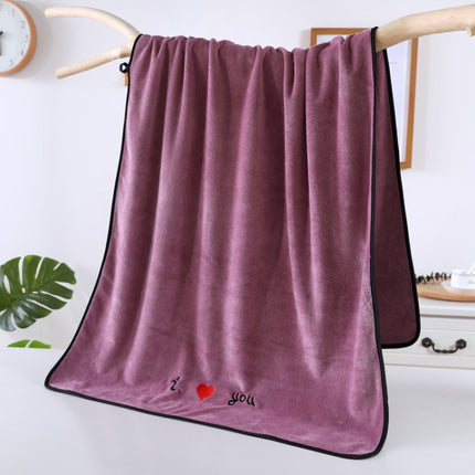Soft Thick Absorbent Fiber Couple Large Bath Towels, Size:70x140cm(Purple)-garmade.com