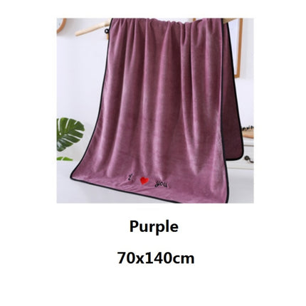 Soft Thick Absorbent Fiber Couple Large Bath Towels, Size:70x140cm(Purple)-garmade.com