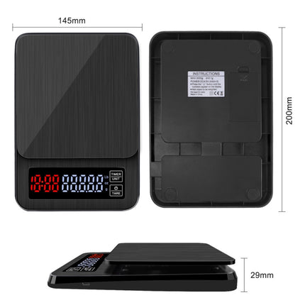 Household Hand-Pushed Coffee Scale USB-Powered Smart Kitchen Scale With Timing, Specification: 5kg/0.1g-garmade.com