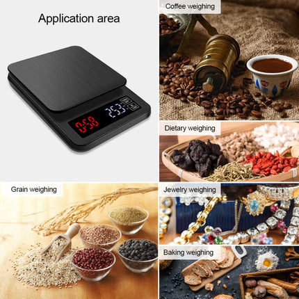 Household Hand-Pushed Coffee Scale USB-Powered Smart Kitchen Scale With Timing, Specification: 10kg/1g-garmade.com