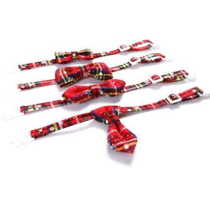 5 PCS Snowflake Christmas Red Plaid Adjustable Pet Bow Tie Collar Bow Knot Cat Dog Collar, Size:S 17-30cm, Style:Big Bowknot-garmade.com
