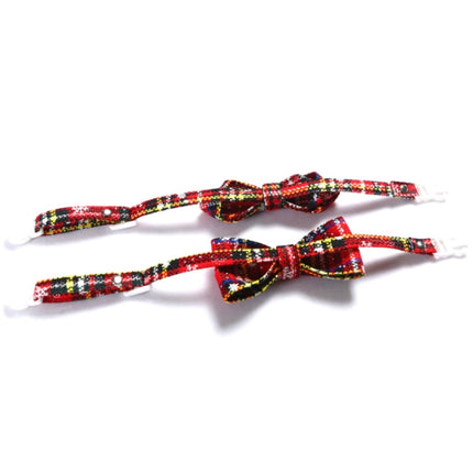 5 PCS Snowflake Christmas Red Plaid Adjustable Pet Bow Tie Collar Bow Knot Cat Dog Collar, Size:S 17-30cm, Style:Pointed Bowknot With Bell-garmade.com