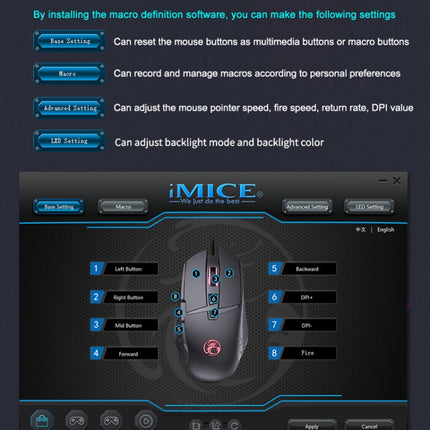 iMICE T91 8 Keys 7200DPI USB Wired Luminous Gaming Mouse, Cable Length: 1.8m-garmade.com