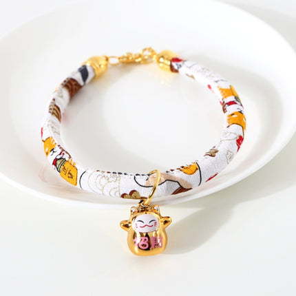 4 PCS Lucky Cat Copper Bell Adjustable Pet Cat Dog Collar Necklace, Size:M 25-30cm(White Shiba Inu)-garmade.com
