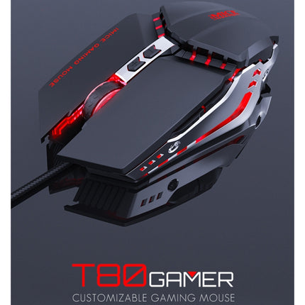 iMICE T80 7 Keys 3200 DPI Macro Programming Mechanical Gaming Wired Mouse, Cable Length: 1.8m(Black)-garmade.com