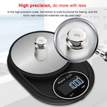 Home Kitchen Electronic Scale High Precision Stainless Steel Jewelry Scale, Style:No Edging, Specification:5kg/0.1g-garmade.com