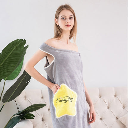 Coral Fleece Wearable Household Bath Skirt Soft Absorbent,Quick-Drying Non-Linting Bath Towel, Size:S (40-52.5 kg)(Gray)-garmade.com