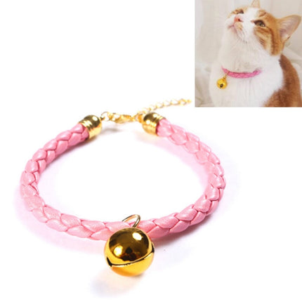4 PCS Prepared PU Leather Adjustable Pet Bell Collar Cat Dog Rabbit Simple Collar Necklace, Size:S 20-25cm(Pink)-garmade.com