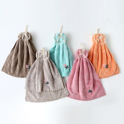 5 PCS Coral Velvet Bowknot Towel Bathroom Hangable Absorbent Towel 35x75cm Random Colour Delivery-garmade.com