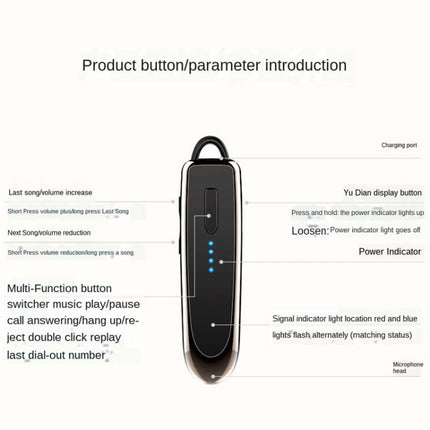 K23 Bluetooth 5.0 Business Wireless Bluetooth Headset, Style:Caller Name+Charging Box(Black Gun)-garmade.com