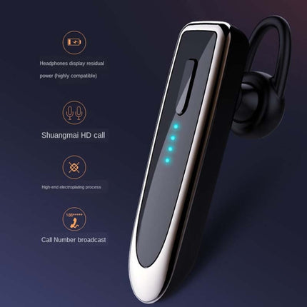 K23 Bluetooth 5.0 Business Wireless Bluetooth Headset, Style:Caller Name+Charging Box(Black And Gold)-garmade.com