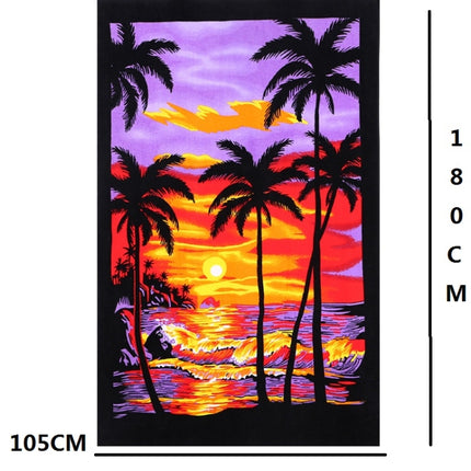 Extra Long Bath Towel Hawaiian Island Style Cotton Beach Cushion Towel 180x105 Cm(Sunset Coconut BT19-2)-garmade.com