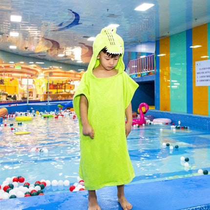 Cotton Cloak Home Bathroom Lengthen Children Wearable Bath Towel 70 cm(Green Crocodile DP19S-5)-garmade.com
