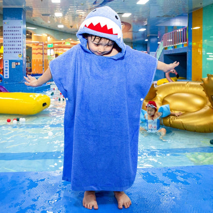 Cotton Cloak Home Bathroom Lengthen Children Wearable Bath Towel 70 cm(Blue Shark DP19S-6)-garmade.com