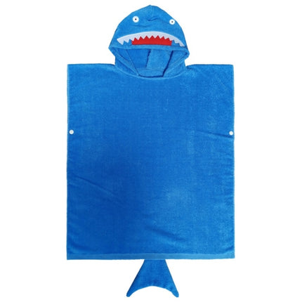Cotton Cloak Home Bathroom Lengthen Children Wearable Bath Towel 70 cm(Blue Shark DP19S-6)-garmade.com