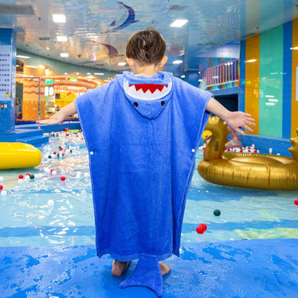 Cotton Cloak Home Bathroom Lengthen Children Wearable Bath Towel 70 cm(Blue Shark DP19S-6)-garmade.com