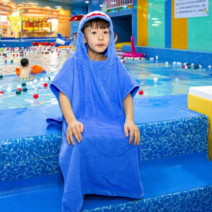 Cotton Cloak Home Bathroom Lengthen Children Wearable Bath Towel 70 cm(Blue Shark DP19S-6)-garmade.com