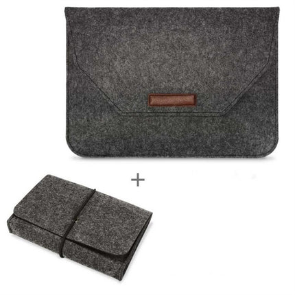 Portable Air Permeable Felt Sleeve Bag for MacBook Laptop, with Power Storage Bag, Size:12 inch(Black)-garmade.com