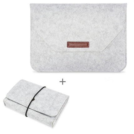 Portable Air Permeable Felt Sleeve Bag for MacBook Laptop, with Power Storage Bag, Size:13 inch(Grey)-garmade.com