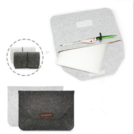 Portable Air Permeable Felt Sleeve Bag for MacBook Laptop, with Power Storage Bag, Size:13 inch(Grey)-garmade.com