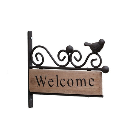 A20-AL1899 Country Pastoral Iron Birds Welcome Doorplate Wall Decoration Photography Props-garmade.com