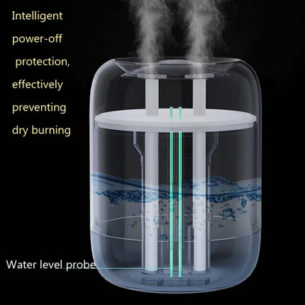 M09 Dual Nozzles Air Humidifier LED Digital Display UV Sterilization Portable Car Humidifier, Product specifications: Rechargeable Type(White)-garmade.com