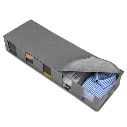 Non-Woven Bed Storage Box Foldable Quilt Clothes Dust-Proof & Moisture-Proof Storage Bag, Size: 97x33x15cm(Gray)-garmade.com