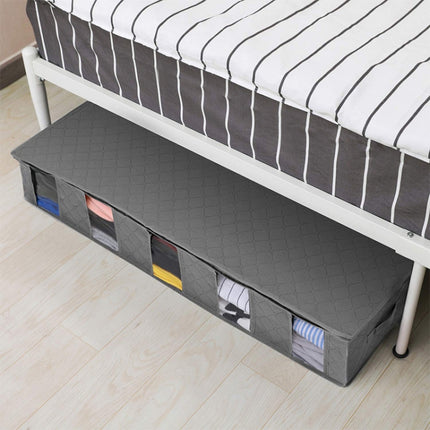 Non-Woven Bed Storage Box Foldable Quilt Clothes Dust-Proof & Moisture-Proof Storage Bag, Size: 97x33x15cm(Blue)-garmade.com