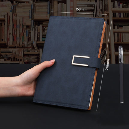 Notebook Business Retro Simple Notebook Office Notepad Dark Blue A5 Sheepskin Buckle-garmade.com