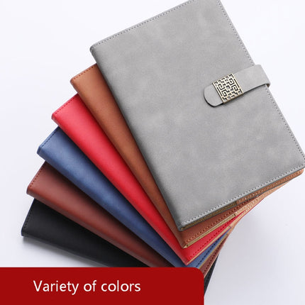 Notebook Business Retro Simple Notebook Office Notepad Gray A5 Window Grille Magnetic Buckle-garmade.com