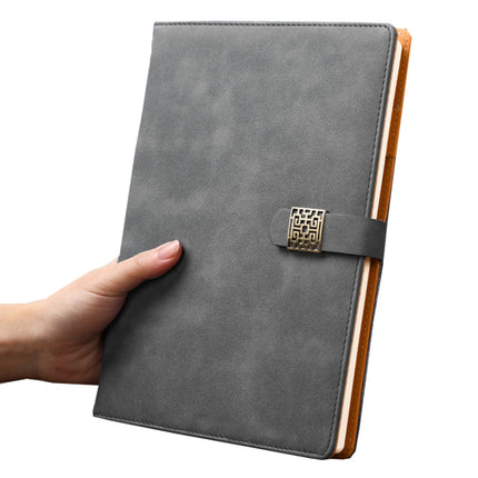Notebook Business Retro Simple Notebook Office Notepad Gray B5 Window Grille Magnetic Buckle-garmade.com
