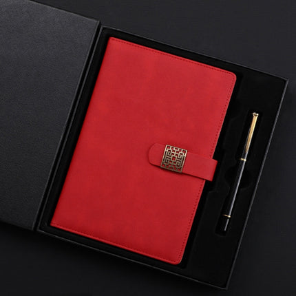 Notebook Business Retro Simple Notebook Office Notepad Red A5 Heaven and Earth Cover Gift Box-garmade.com