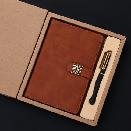 Notebook Business Retro Simple Notebook Office Notepad Brown A5 Kraft Paper Gift Box-garmade.com