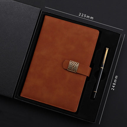 Notebook Business Retro Simple Notebook Office Notepad Brown A5 Heaven and Earth Cover Gift Box-garmade.com