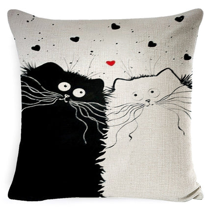 MUQGEW Vintage White and Black Cat Dog Cute Pillow Sofa Cushion Home Car Decor(3)-garmade.com