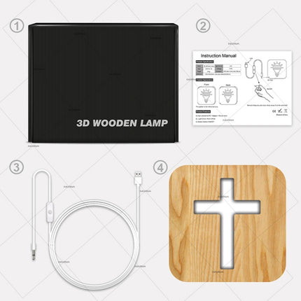 2.5W Cross Pine Craft Table Lamp Wooden LED Night Light(Warm White Light)-garmade.com