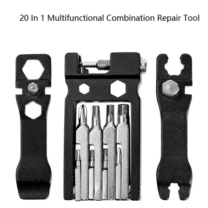 20 in 1 Cycling Repair Tool Multifunctional Household Appliances Repair Tool Bicycle Compact Repair Wrench(Black)-garmade.com