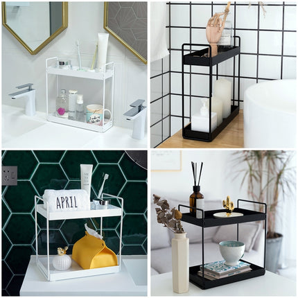 Home Storage Rack Bathroom Narrow Side Shelf, Specification: Small (Black)-garmade.com