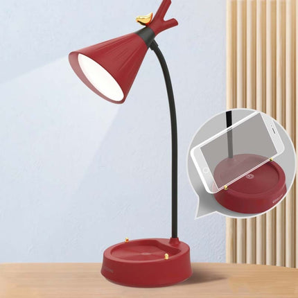 GIVELONG Forest Bird LED Touch Usb Table Lamp With Mobile Phone Holder Bedroom Bedside Night Light(GL361-1 Red)-garmade.com