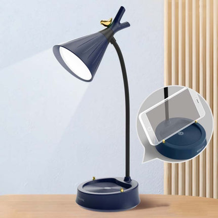 GIVELONG Forest Bird LED Touch Usb Table Lamp With Mobile Phone Holder Bedroom Bedside Night Light(GL361-3 Blue)-garmade.com