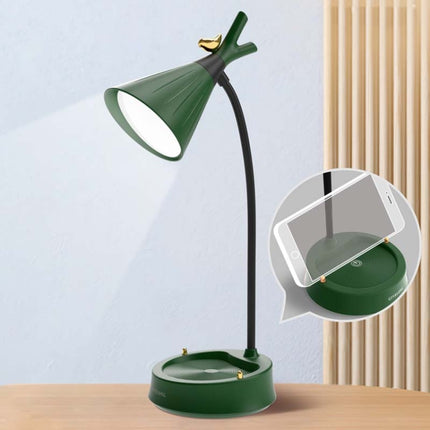 GIVELONG Forest Bird LED Touch Usb Table Lamp With Mobile Phone Holder Bedroom Bedside Night Light(GL361-4 Green)-garmade.com