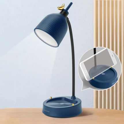 GIVELONG Forest Bird LED Touch Usb Table Lamp With Mobile Phone Holder Bedroom Bedside Night Light(GL363-3 Blue)-garmade.com