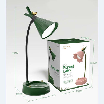 GIVELONG Forest Bird LED Touch Usb Table Lamp With Mobile Phone Holder Bedroom Bedside Night Light(GL361-4 Green)-garmade.com