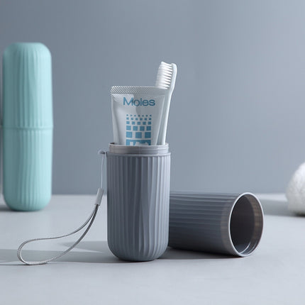 1pc Simple Travel Washing Cup Portable Toothbrush Storage Box Multifunctional Brushing Cup(Blue)-garmade.com
