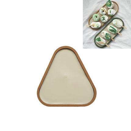 Desktop Shallow Storage Tray Sundries Tray Jewelry Display Tray , Triangle (Warm Brown)-garmade.com