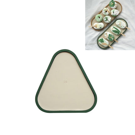 Desktop Shallow Storage Tray Sundries Tray Jewelry Display Tray , Triangle (Dark Green)-garmade.com