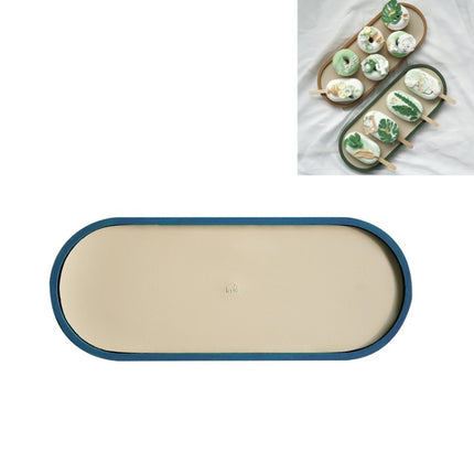 Desktop Shallow Storage Tray Sundries Tray Jewelry Display Tray , Oval (Green Lotus)-garmade.com