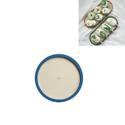 Desktop Shallow Storage Tray Sundries Tray Jewelry Display Tray , Round (Green Lotus)-garmade.com