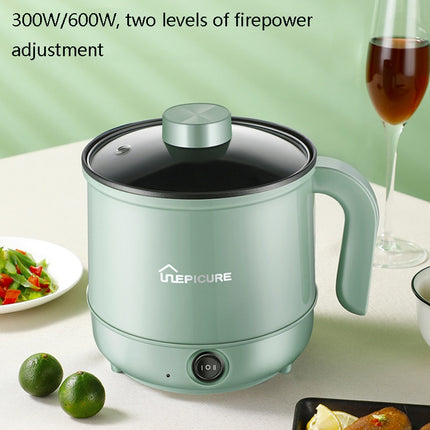Multi-Function Electric-Cooker Mini Dormitory Student Cooking Rice Stir Frying Non-Stick Pot, 110V US Plug, Colour: Green Manual with Steaming Grid(1.7L)-garmade.com