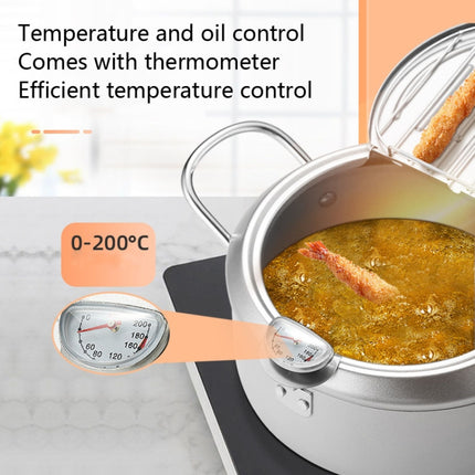 20cm Fryer Pot Household Non-Stick Pan Temperature Control Mini Frying Pot(Olive Green)-garmade.com